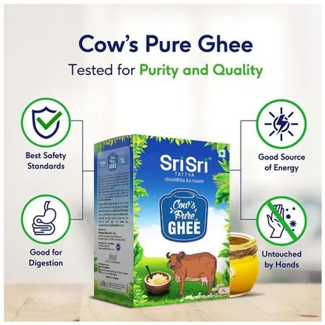 Sri Sri Tattva Cow's Pure Ghee - Source Of Calcium, Boosts Overall Health, 1 L-7.webp